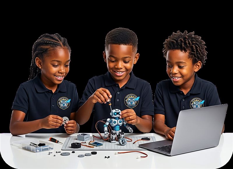Robocraft Club students building robots