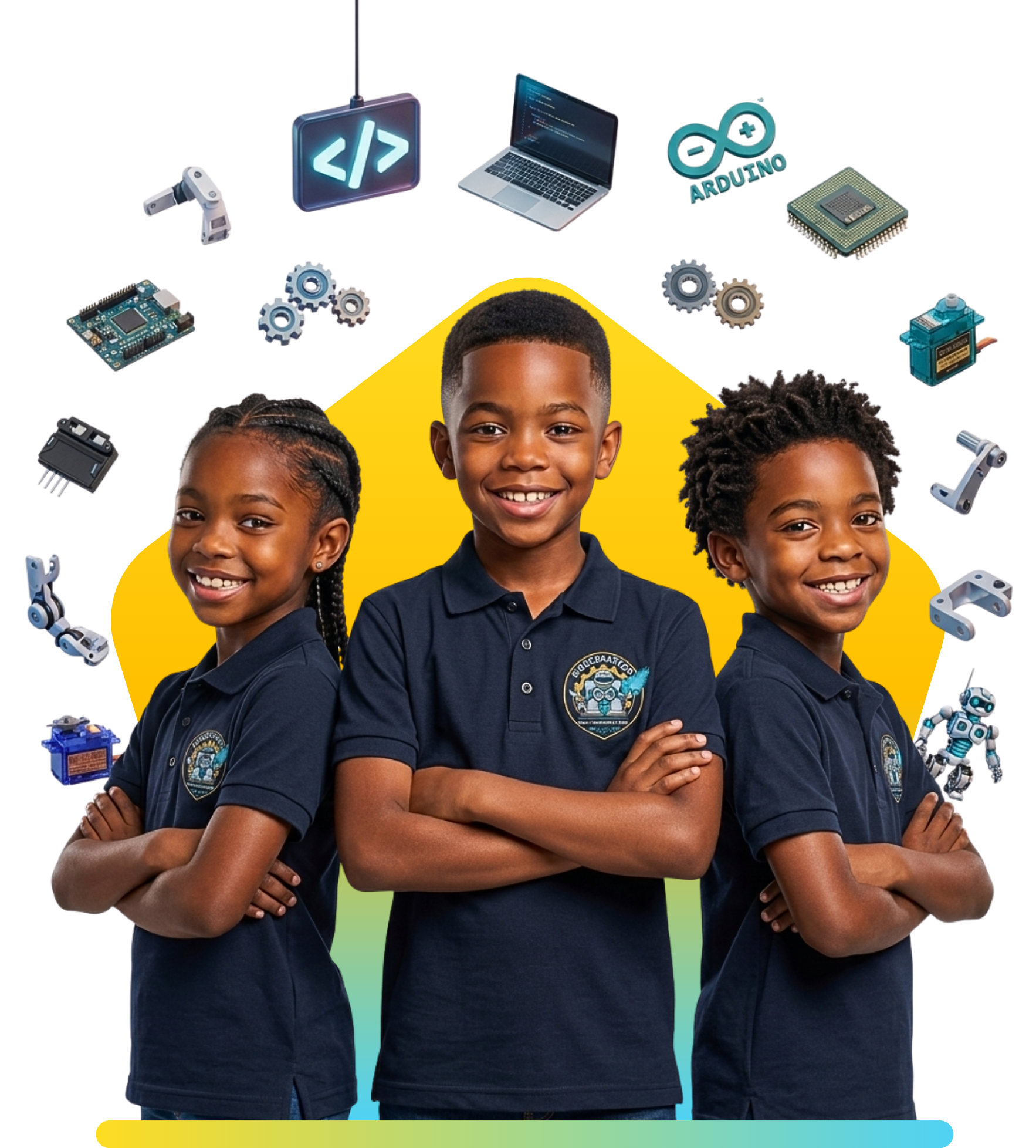 Robocraft students with robotics components